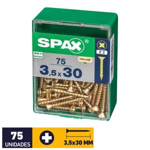 Tornillo Spax Plana Pozidrive Yellox #3,5 x 30 mm 75 un