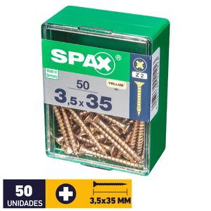 Tornillo Spax Plana Pozidrive Yellox #3,5 x 35 mm 50 un