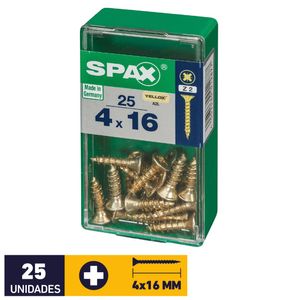 Tornillo Spax Plana Pozidrive Yellox #4 x 16 mm 25 un