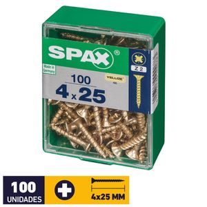 Tornillo Spax Plana Pozidrive Yellox #4 x 25 mm 100 un