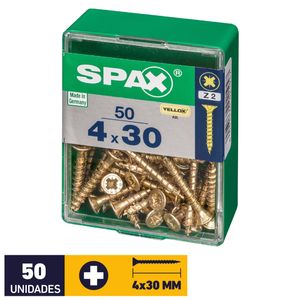Tornillo Spax Plana Pozidrive Yellox #4 x 30 mm 50 un