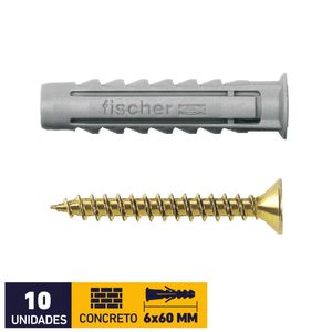 Tarugo Nylon SX10 + Tornillo 6 x 60 mm 10 un Blister