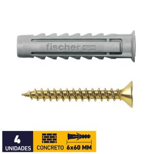 Tarugo Nylon SX10 + Tornillo 6 x 60 mm 4 un
