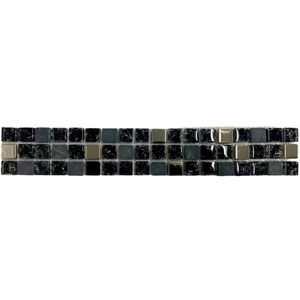 Listel Mosaico Negro Plata 5 x 30 cm 1 m 3 un