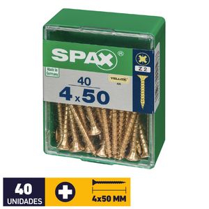 Tornillo Spax Plana Pozidrive Yellox #4 x 50 mm 40 un