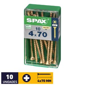 Tornillo Spax Plana Pozidrive Yellox #4 x 70 mm 10 un