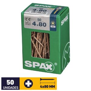 Tornillo Spax Plana Pozidrive Yellox #4 x 80 mm 50 un