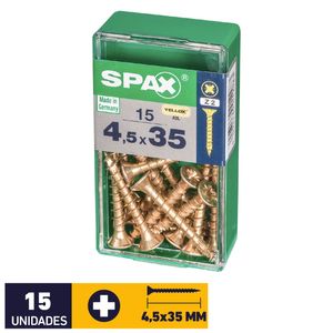 Tornillo Spax Plana Pozidrive Yellox #4,5 x 35 mm 15 un