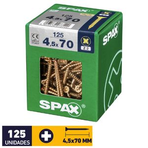 Tornillo Spax Plana Pozidrive Yellox #4,5 x 70 mm 125 un