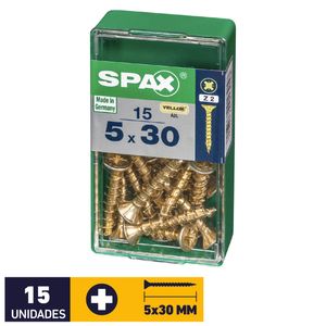 Tornillo Spax Plana Pozidrive Yellox #5 x 30 mm 15 un