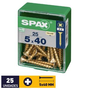 Tornillo Spax Plana Pozidrive Yellox #5 x 40 mm 25 un