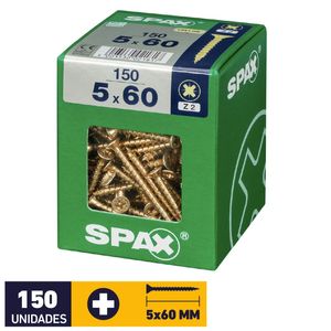 Tornillo Spax Plana Pozidrive Yellox #5 x 60 mm 150 un