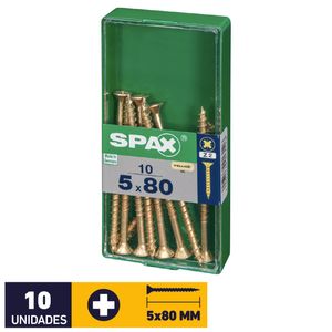 Tornillo Spax Plana Pozidrive Yellox #5 x 80 mm 10 un