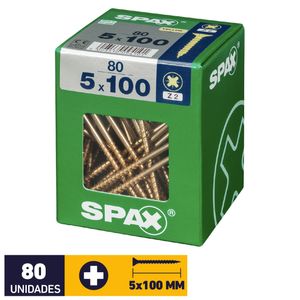 Tornillo Spax Plana Pozidrive Yellox #5 x 100 mm 80 un