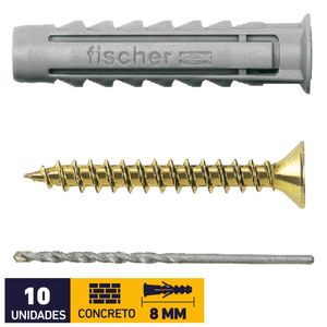 Tarugo Nylon SX8 + Tornillo 5 x 45 mm 10 un + Broca 8 mm