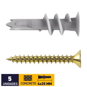 Tarugo Nylon Autoperforante GKA + Tornillo 4 x 25 mm 5 un
