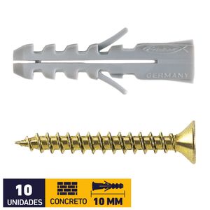 Tarugo Nylon S10 + Tornillo 6 x 60 mm 10 un