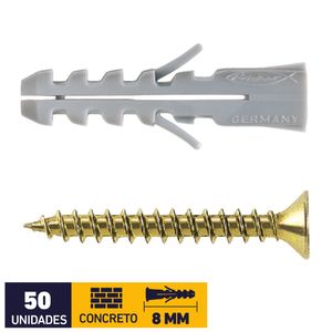 Tarugo Nylon S8 + Tornillo 5 x 45 mm 50 un