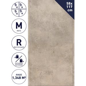 Porcelanato 58 x 117 cm 1,348 m2 Bauhaus Grey