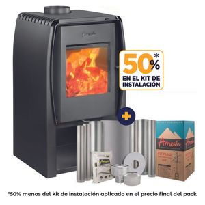 Estufa a Leña Nordic 450 + Kit Instalación Leña Plus 6