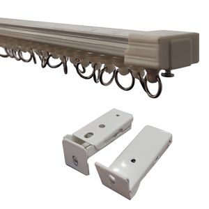 Set Riel Cortina Sin Cordón Aluminio 2 m
