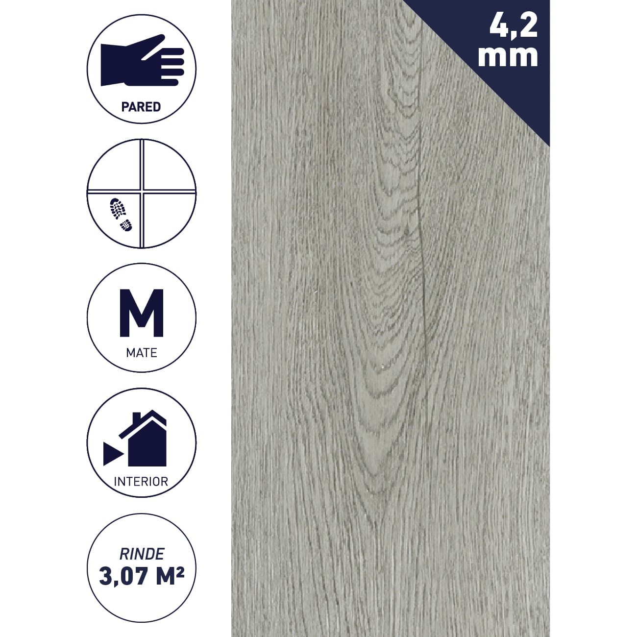 PisoVinilicoSPC4,2mm3,07m2RomaGrey