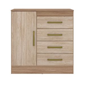 Comoda Montevideo 1 puerta 4 Cajones 92 x 91 x 41 Cm Nogal/Vainilla