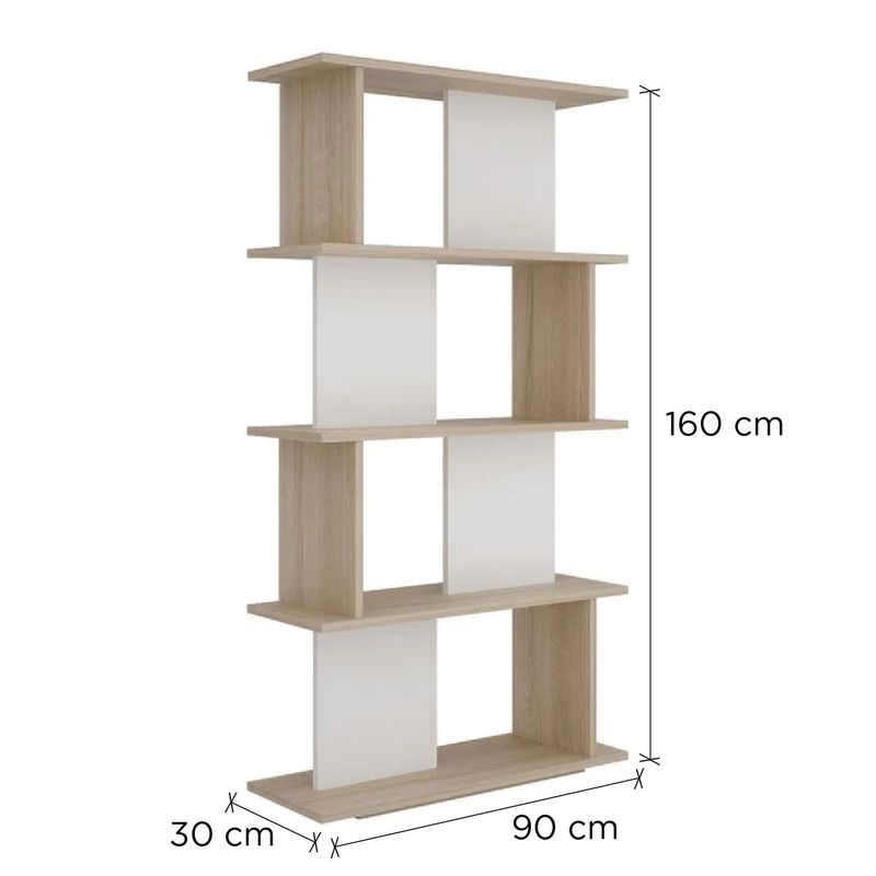 Estante-Dos-4-Repisas-90X30X160Cm-Roble-Blanco-231406_2