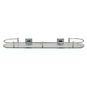 Bandeja De Vidrio Ovalada Para Baño Con Baranda 52 x 12 cm