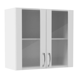 Mueble Mural Con Vidrio 80 x 32 x 60 cm Blanco Brillante
