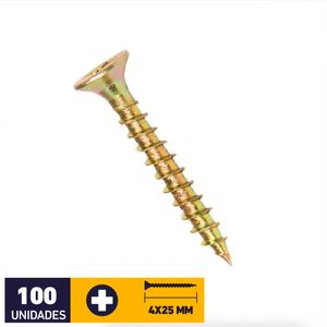 Tornillo Madera Aglomerada 4 x 25 mm 100 un
