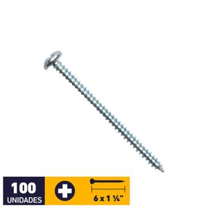 Tornillo Roscalata Zincado #6 X 1 1/4" 100 un