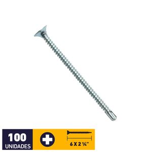 Tornillo Volcanita Metal Pb Zincado #6 X 2 1/4" 100 un