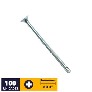 Tornillo Volcanita Metal Pb Zincado #8 X 3" 100 un