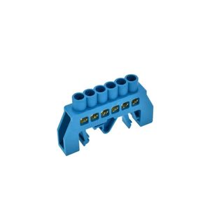 Barra Asilante Riel DIN 6 Polos Azul