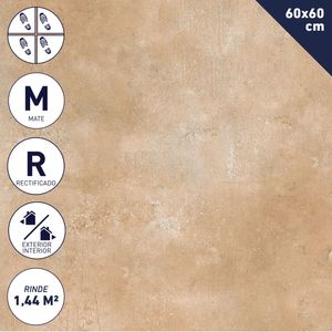 Gres Porcelánico 60 x 60 cm 1,44 M2 Beige Rustic Mate