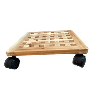 Portamaceta Madera Con Ruedas Cuadrado