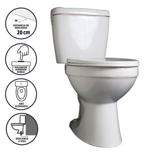 Toilet Milos Con Pulsador Descarga A Piso 20 cm