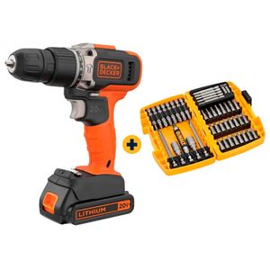 Taladro Percutor Inalámbrico 10 mm 20 V + 1 Batería + 1 Cargador+ Set De Brocas Y Puntas 27 pz