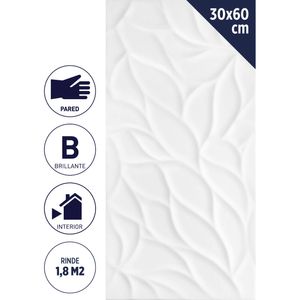 Cerámica Muro 30 X 60 Cm 1,80 M2 New Blanco Bahia