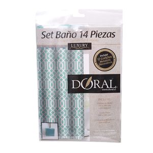 Cortina De Baño Con Forro Y Ganchos 180 x 180 cm