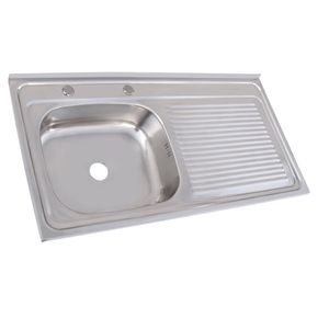 Lavaplatos Sobreponer Derecho 50 x 100 cm Acero Inoxidable 1 Escurridor 1 Cubeta