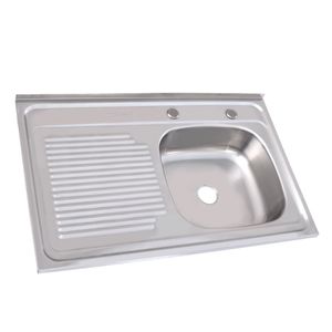 Lavaplatos Sobreponer Izquierdo 50 x 80 cm Acero Inoxidable 1 Escurridor 1 Cubeta