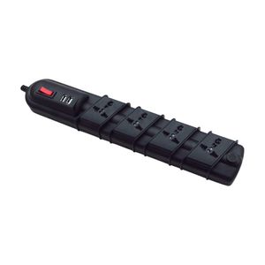 Alargador 4 Tomas 2 P + T 3 m Negro con switch