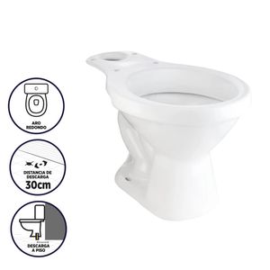 WC Con Asiento Eco De Loza Vitrificada Descarga A Piso 30 cm Blanco