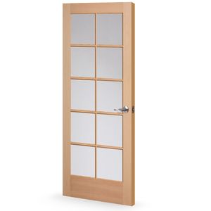 Puerta Exterior Vania 70 x 200 cm Pino Radiata Clear 10 Vidrios Templados