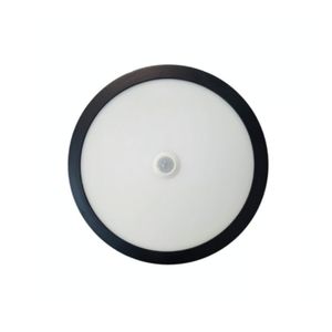 Panel Led Sobrepuesto Redondo 18W Luz Fría Negro Con Sensor