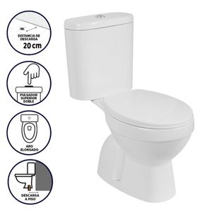 Toilet Con Pulsador a Piso 20 Cm Nantes Blanco