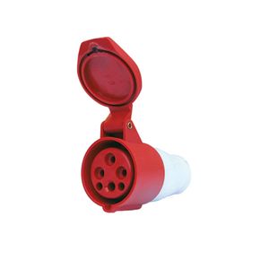 Enchufe Industrial Hembra Volante 3 P + N + T 16 A 380 V Rojo