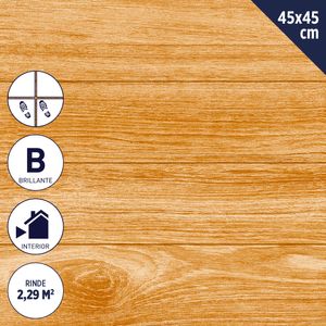 Cerámica Piso 45 x 45 cm 2,29 M2 Madera Haya Miel Br